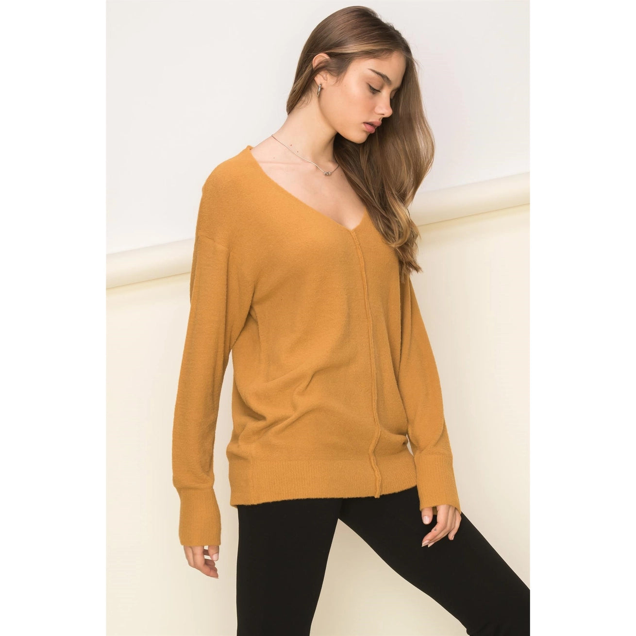 TURNER V NECK SWEATER | BROWN SUGAR