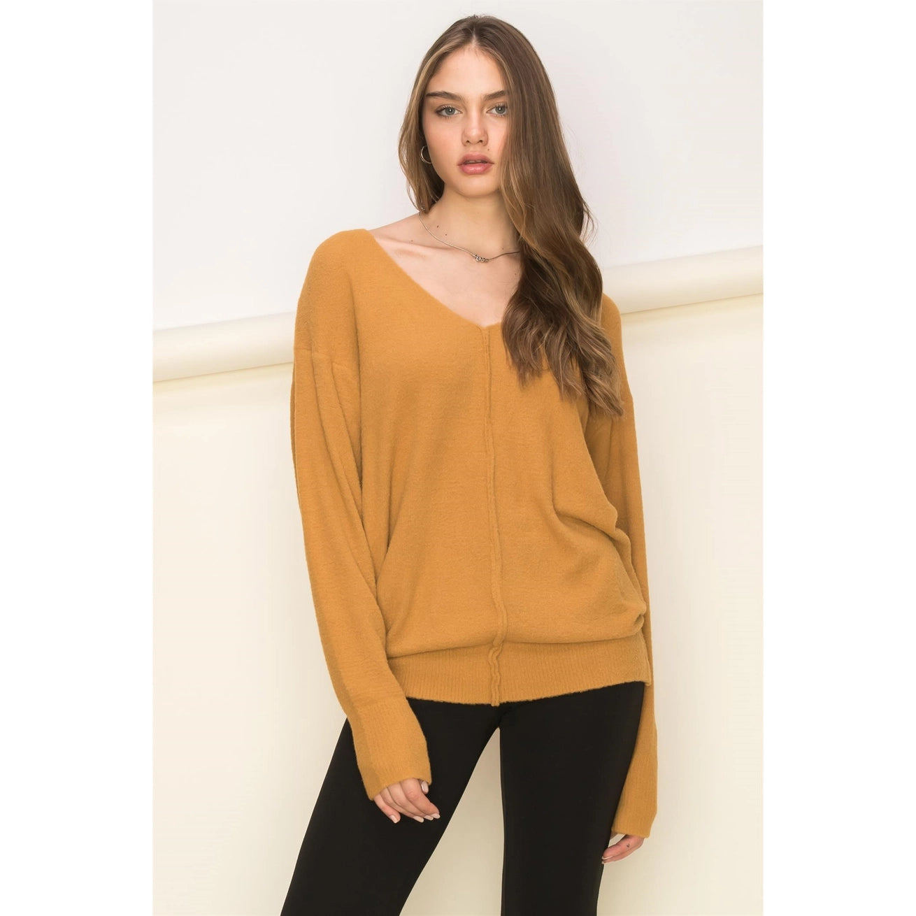 TURNER V NECK SWEATER | BROWN SUGAR