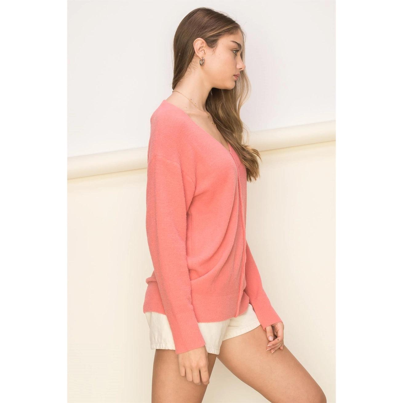 TURNER V NECK SWEATER | PINK