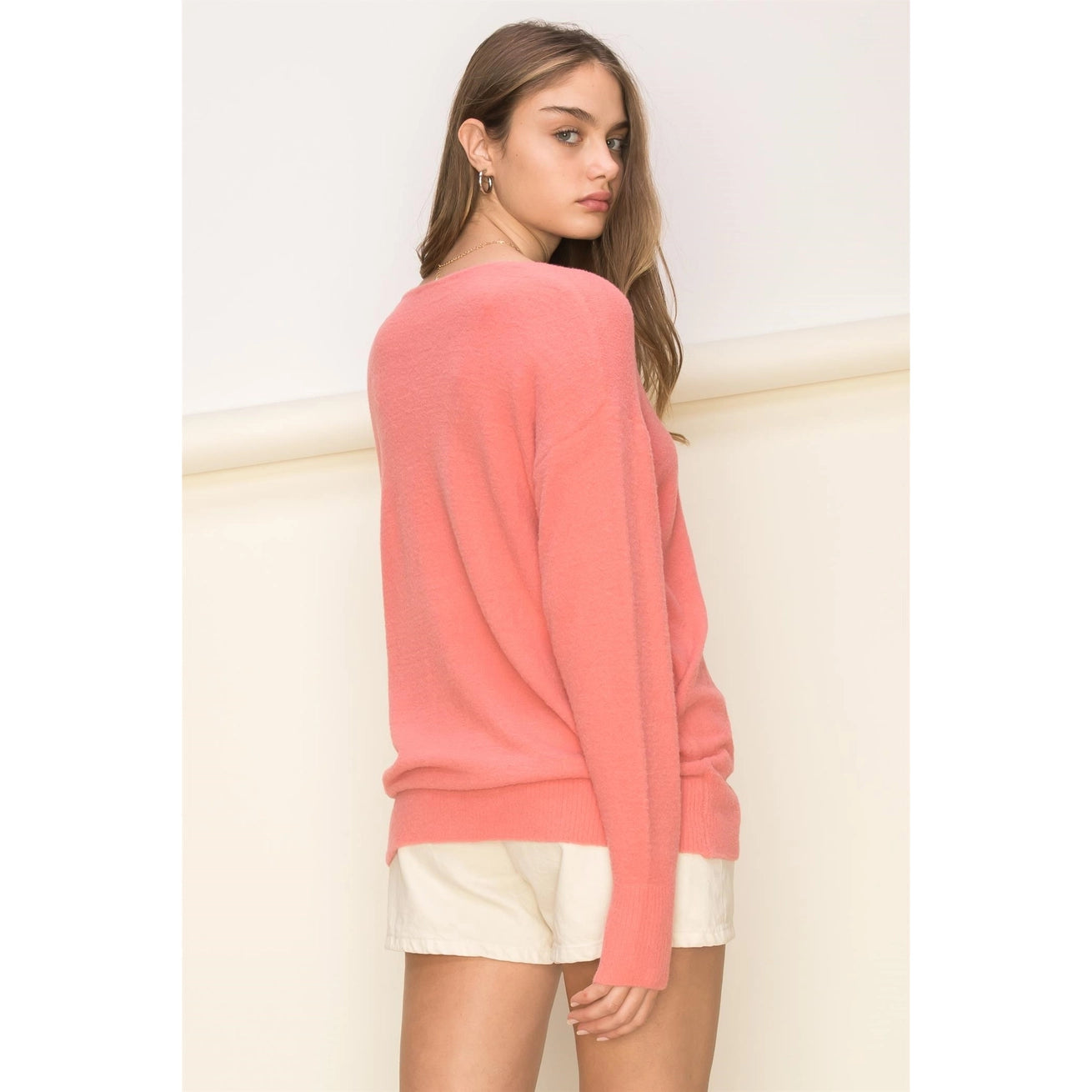 TURNER V NECK SWEATER | PINK