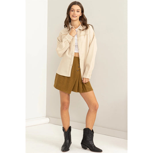 VERONICA FRAY DETAIL SHACKET | BEIGE