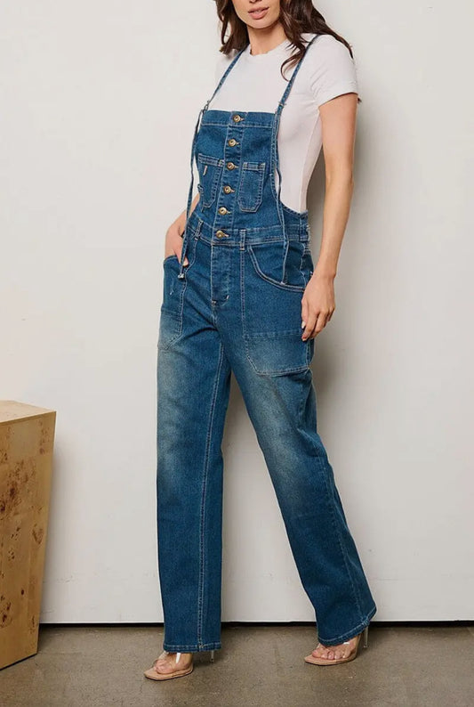 HEIDI WIDE LEG DENIM OVERALLS