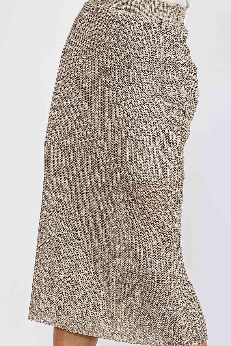 SHAYLA SHIMMER KNIT MIDI SKIRT