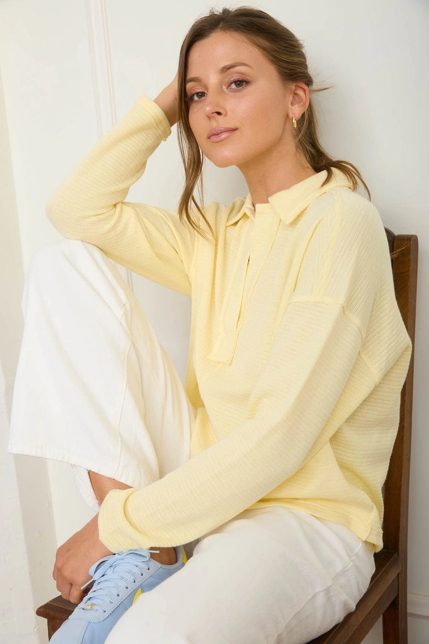MEREDITH EXPOSED SEAM SWEATER | YELLOW