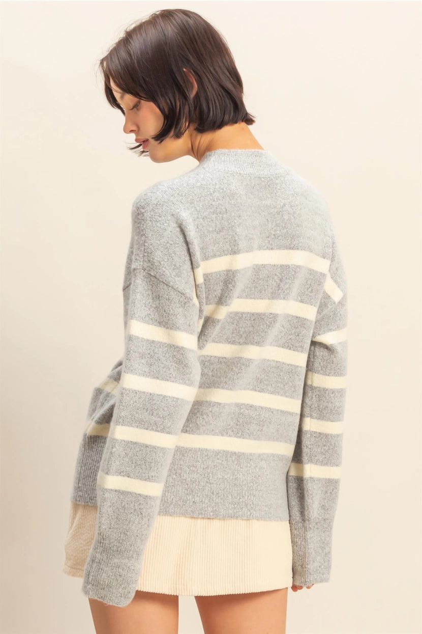 ALEXA STRIPED MOCK NECK SWEATER
