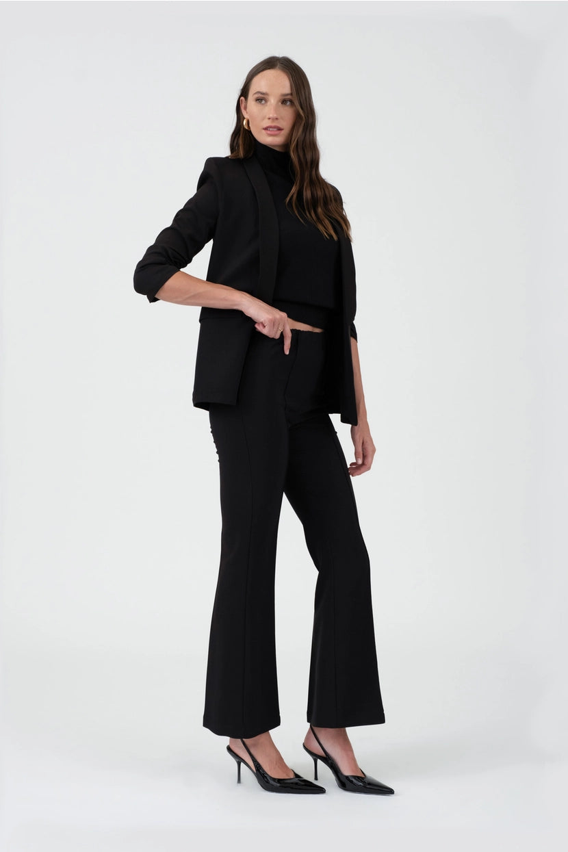 JAYLANI HIGH WAIST BELL BOTTOM DRESS PANTS | BLACK