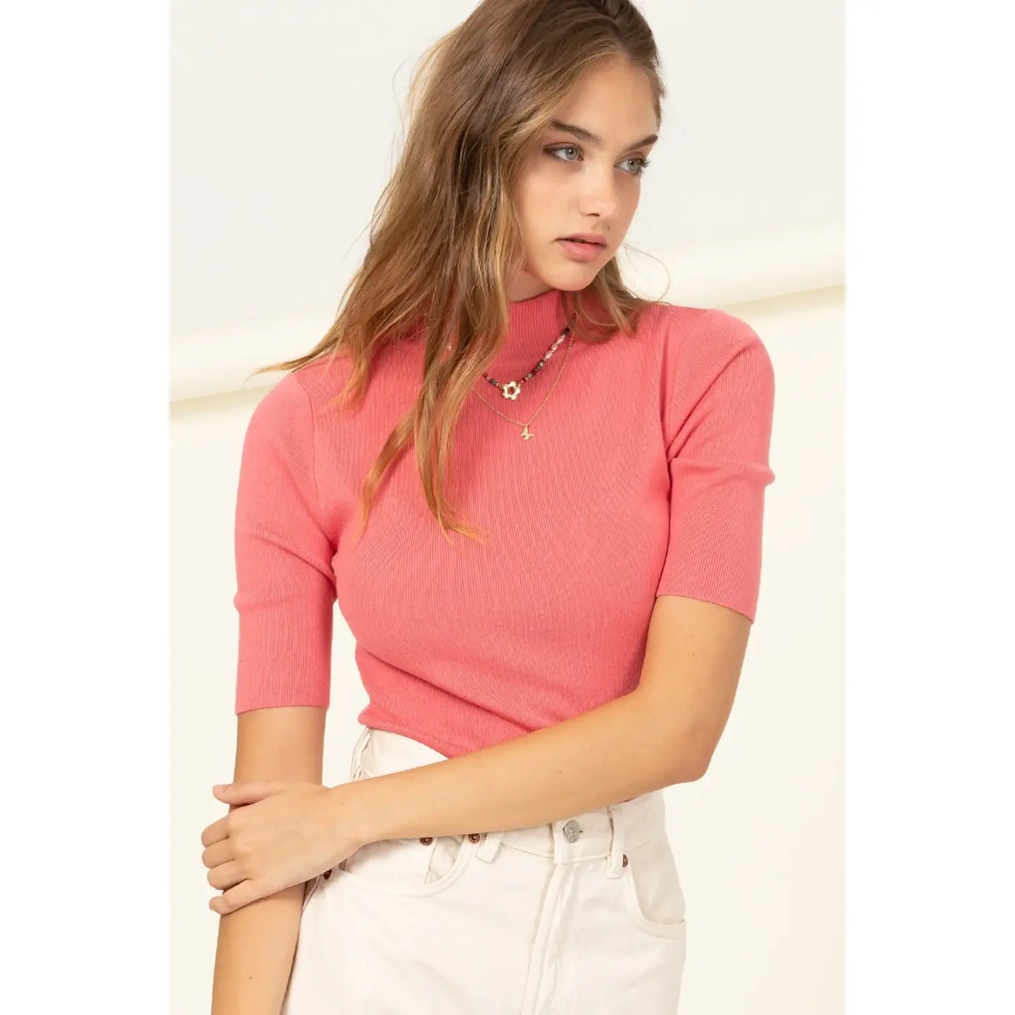 LESLIE MOCK NECK HALF SLEEVE TOP