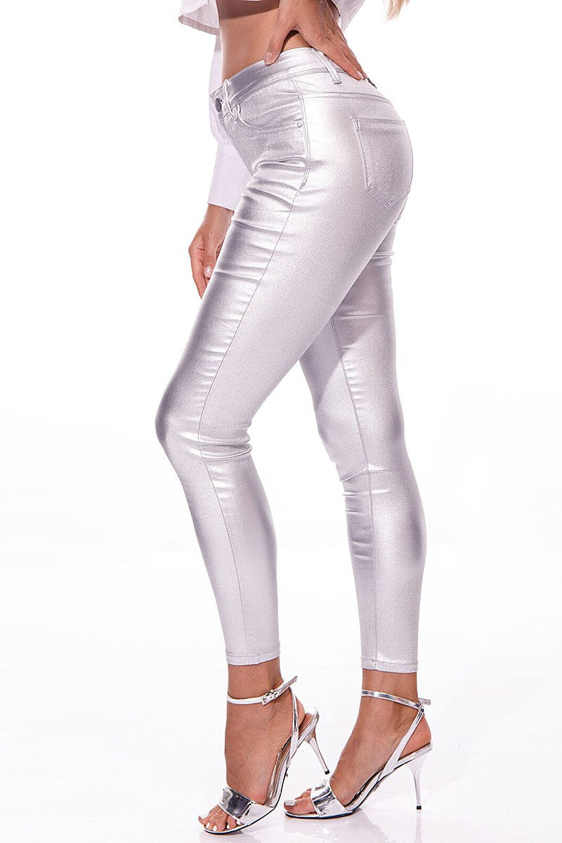 GENINE METALLIC SKINNY PANTS