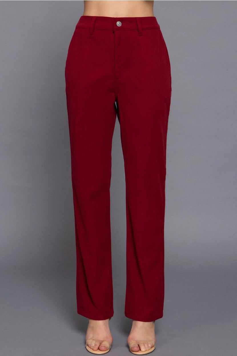 COLETTE CORDUROY STRAIGHT PANTS | BURGUNDY