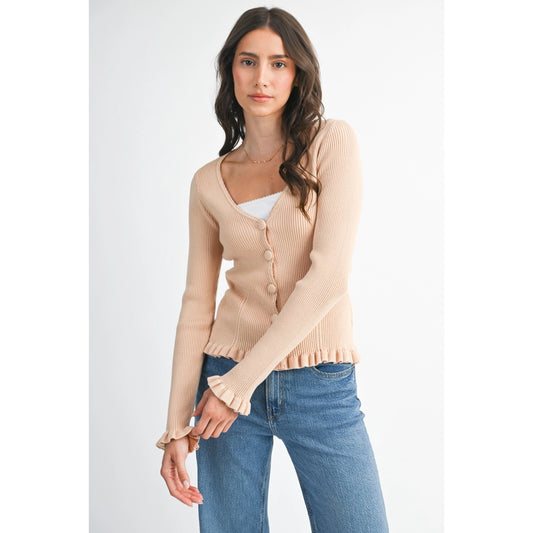 CHANTRIA RIBBED BUTTON UP CARDIGAN