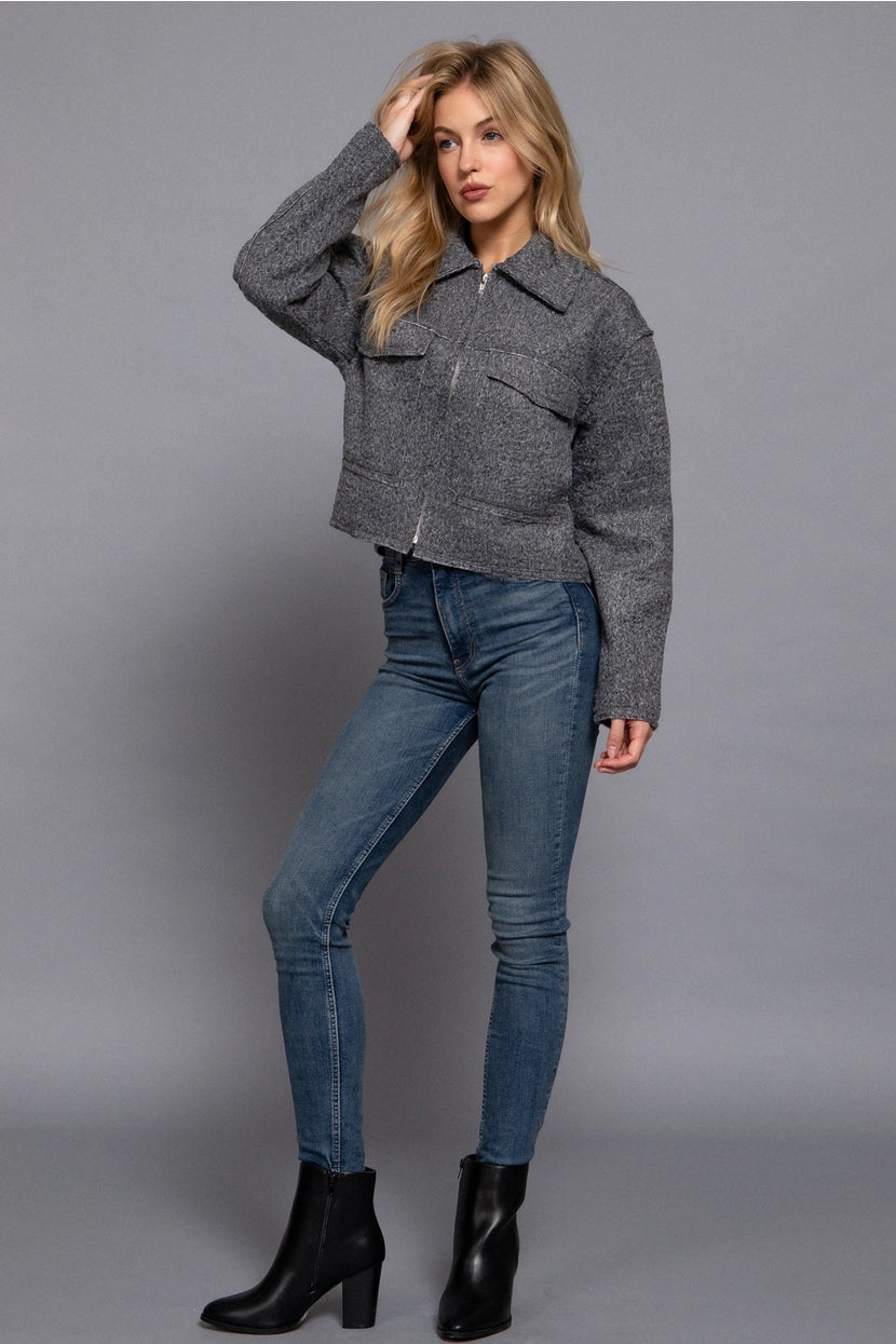 LANSEN BOUCLE JACKET | GREY