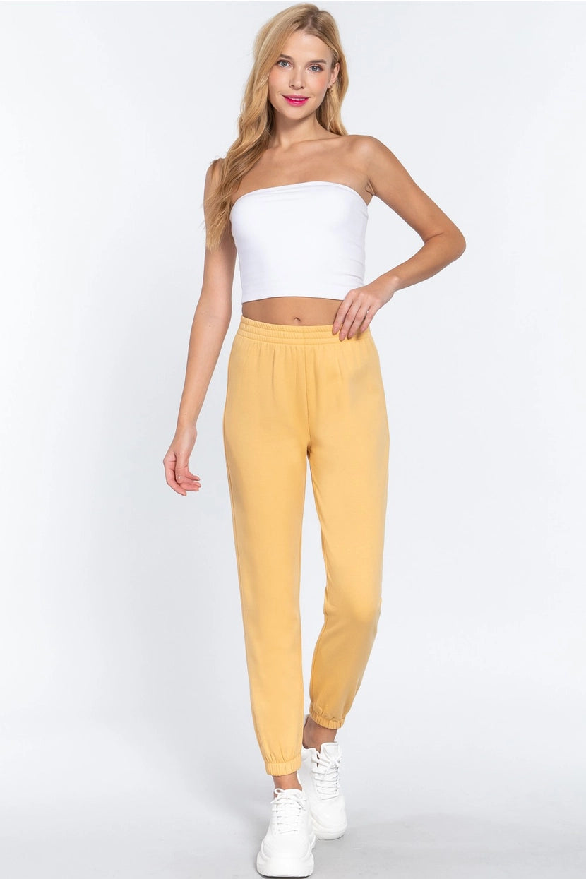 DINA FLEECE LINED JOGGING PANTS | YELLOW