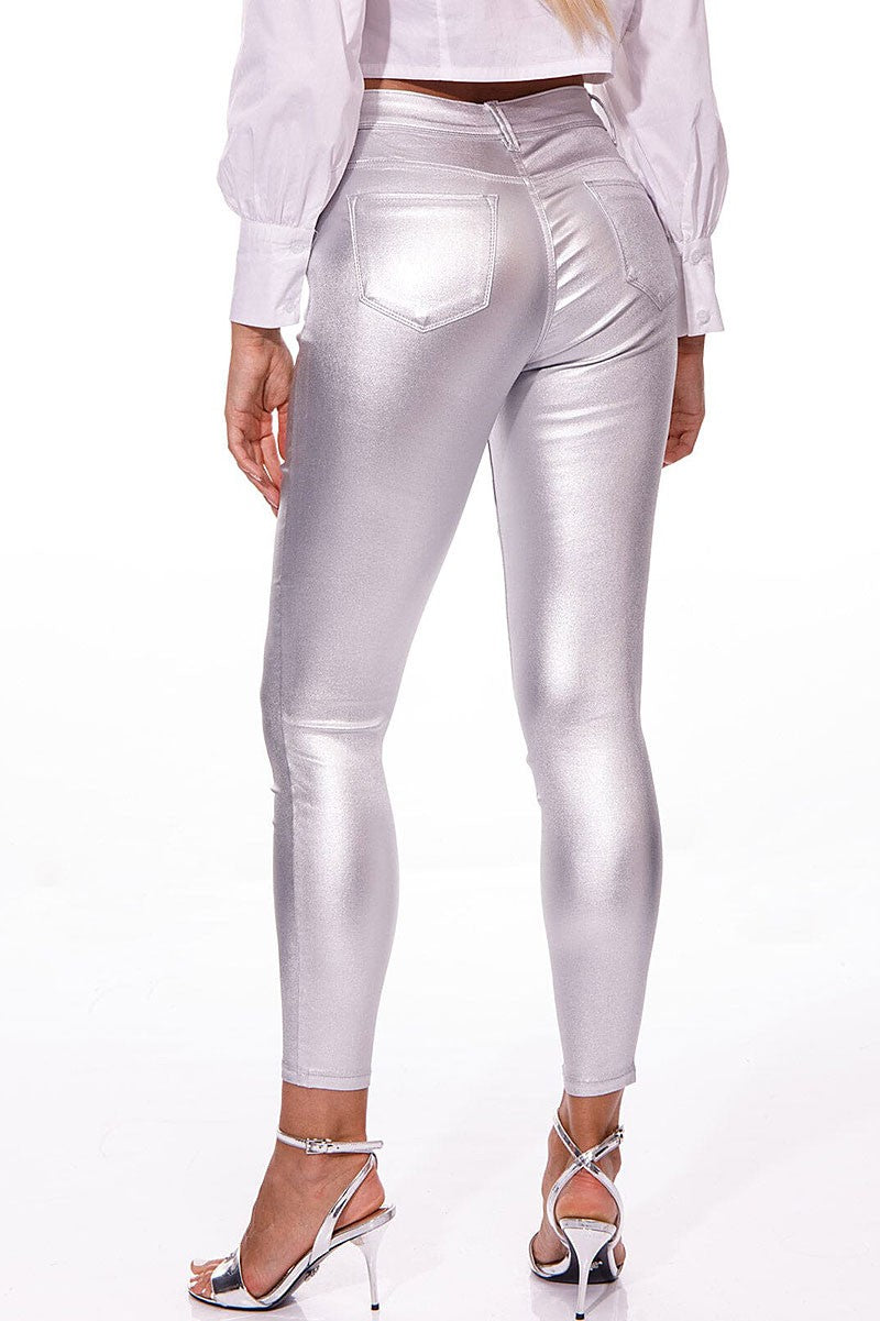 GENINE METALLIC SKINNY PANTS