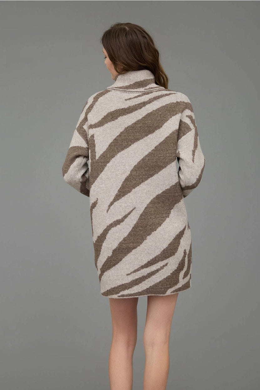 MATAYA ZEBRA PATTERN SWEATER DRESS