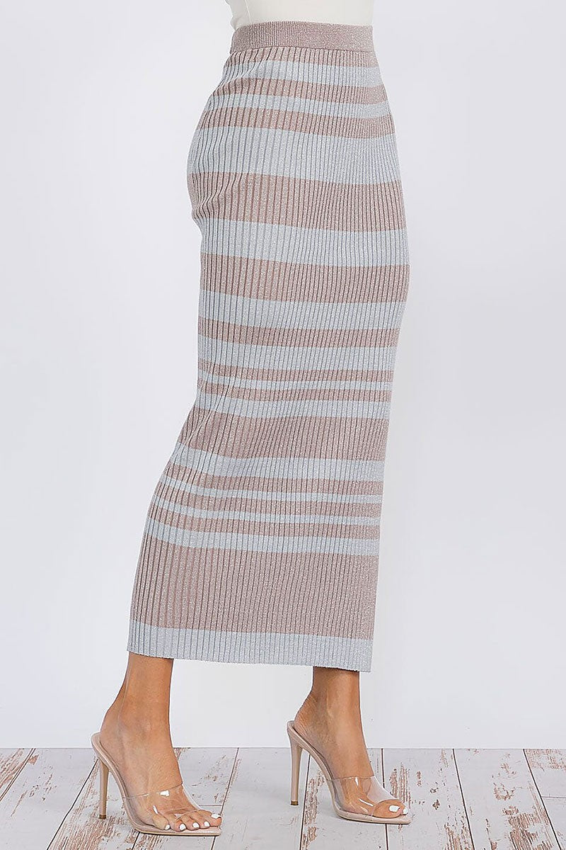 TAMERA STRIPED MAXI SWEATER SKIRT
