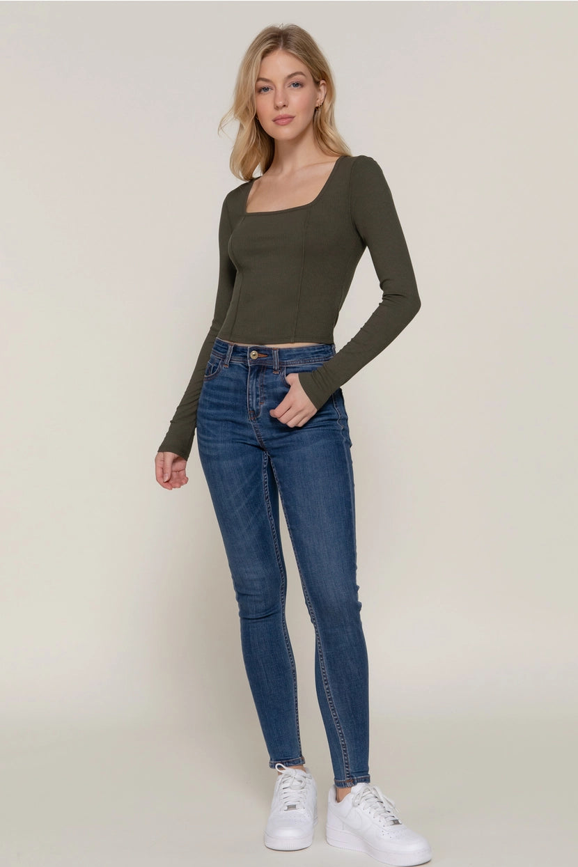 CHEREE CORSET DETAIL KNIT TOP