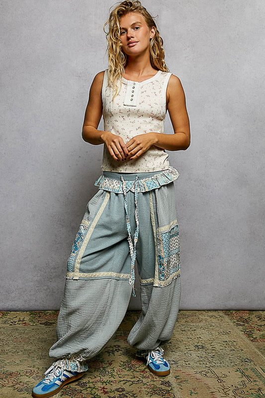 HARLOW PATCHWORK JOGGERS | BLUE