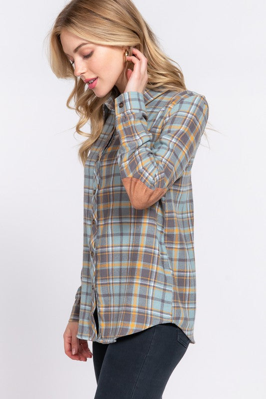 CALEB BUTTON FRONT PLAID SHIRT | SAGE