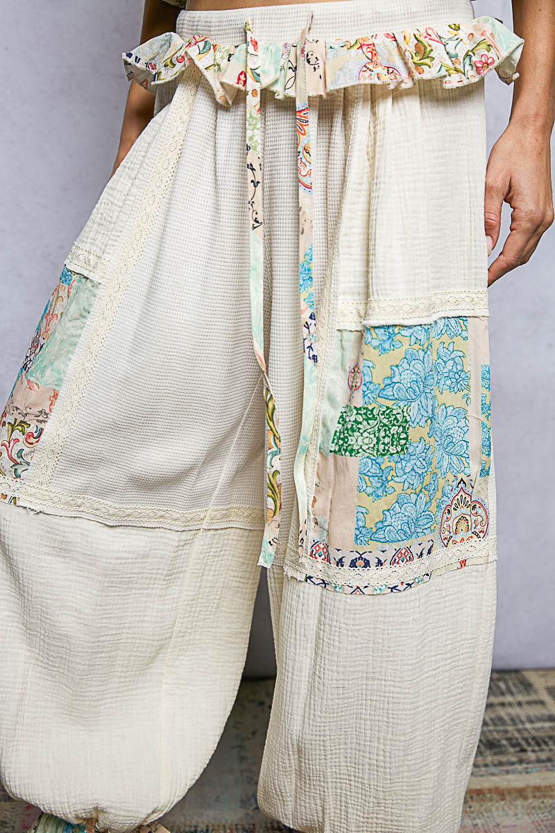 HARLOW PATCHWORK JOGGERS | CREAM