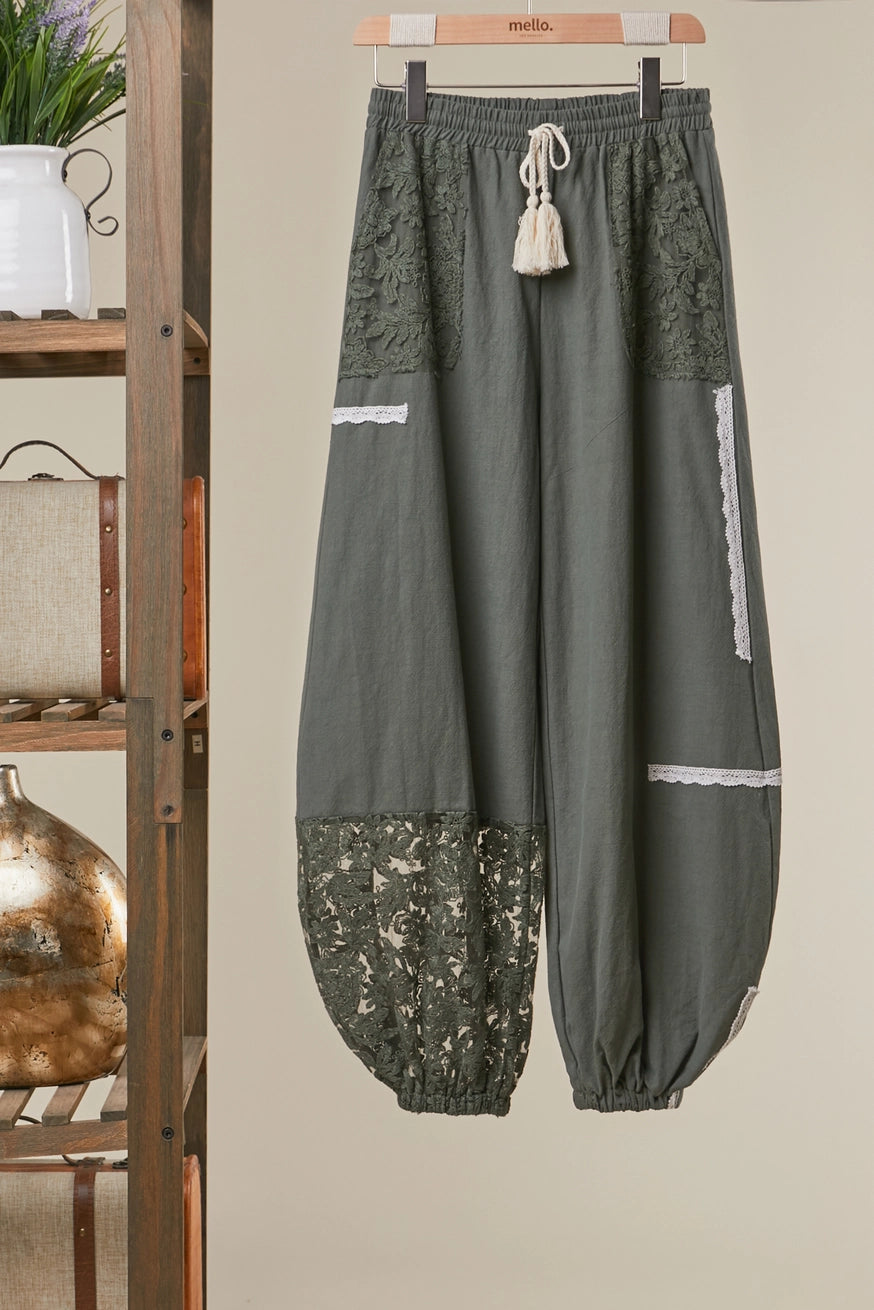 KENNY BOHO PATCHWORK PANTS | SAGE