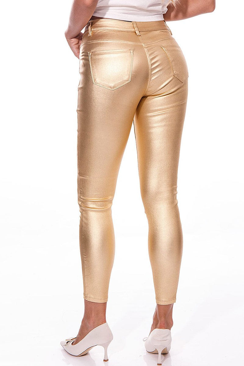 GENINE METALLIC SKINNY PANTS