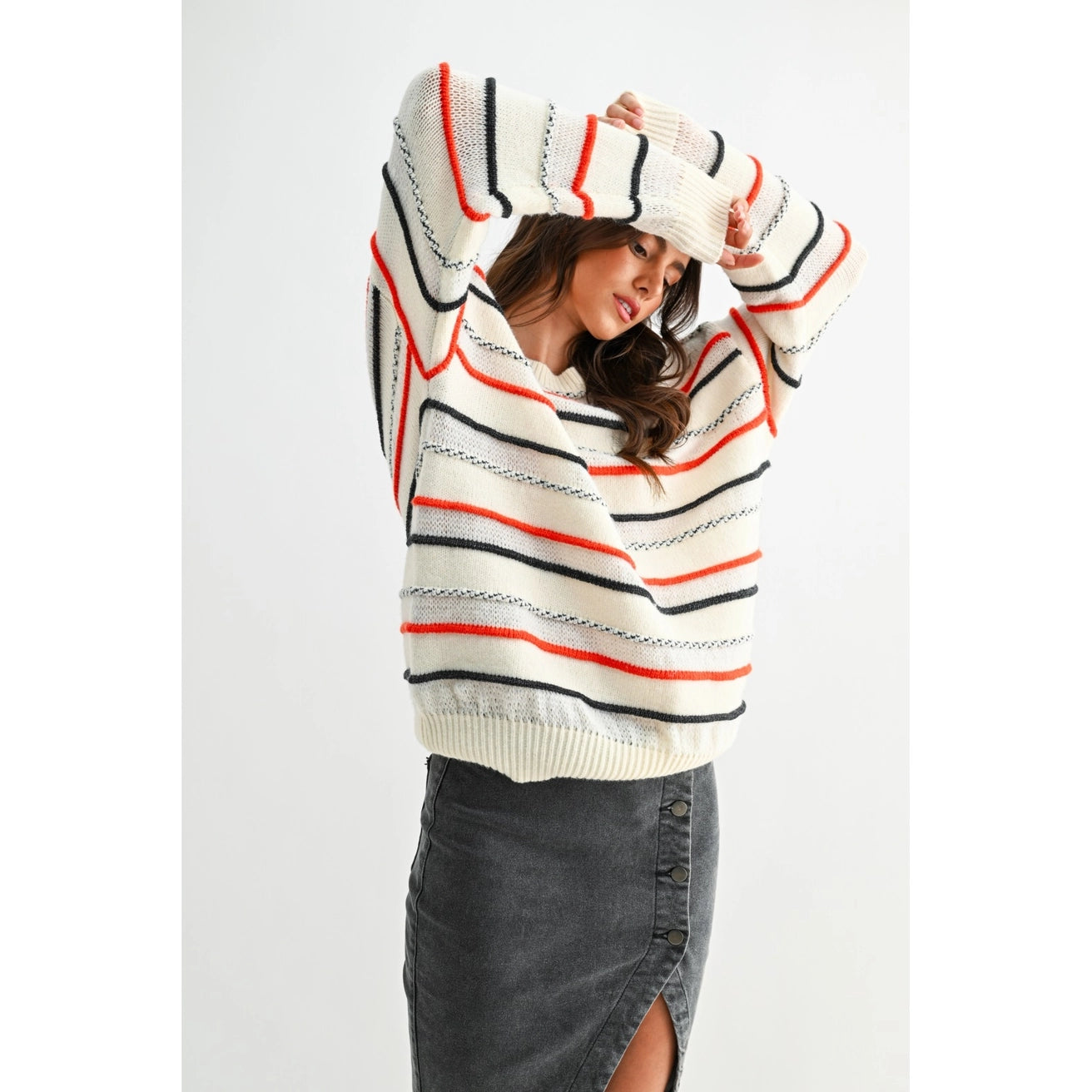 CHRISHELLE STRIPED CREWNECK SWEATER