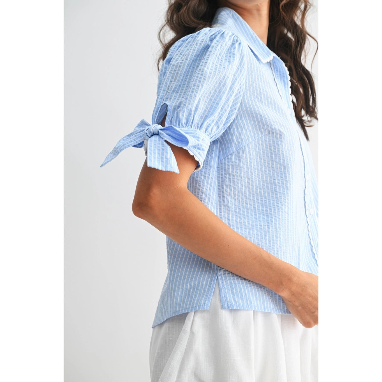 FRANNIE BLUE STRIPE BLOUSE