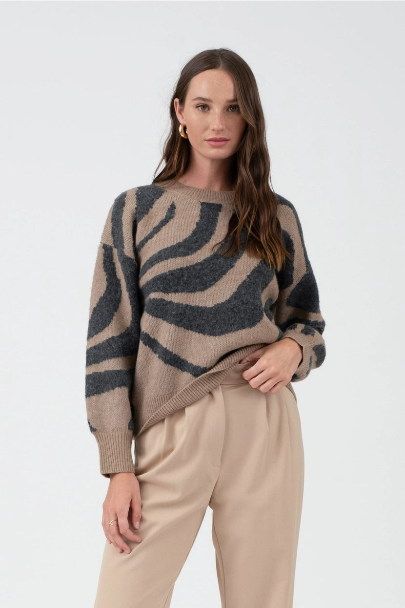 BURKE ZEBRA PRINT KNIT SWEATER