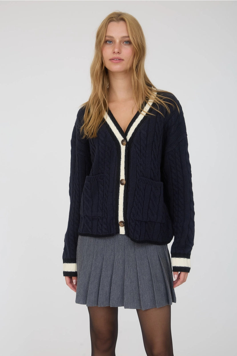 HARLAN CABLE KNIT BOYFRIEND CARDIGAN
