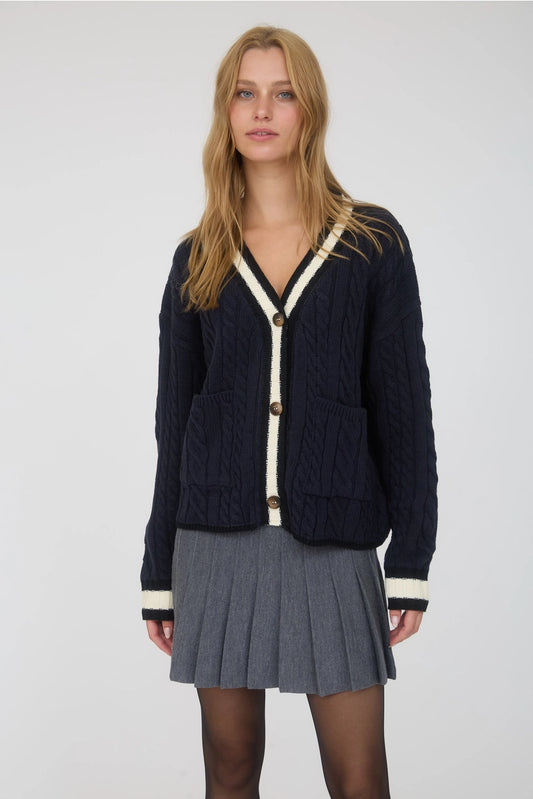 HARLAN CABLE KNIT BOYFRIEND CARDIGAN