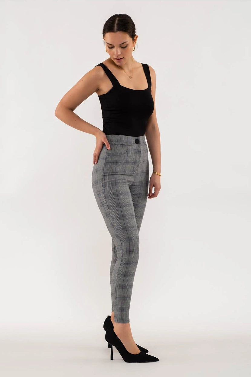 MALINDA PLAID SKINNY DRESS PANTS
