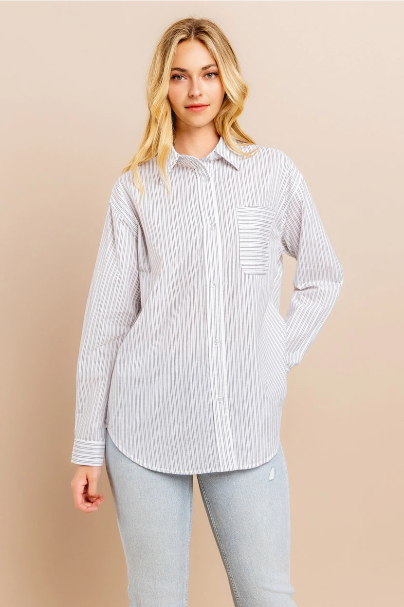 VANESSA STRIPED BUTTON DOWN SHIRT