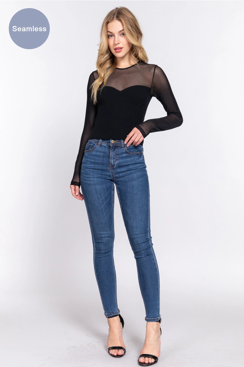 CARRIE SEAMLESS TOP | BLACK