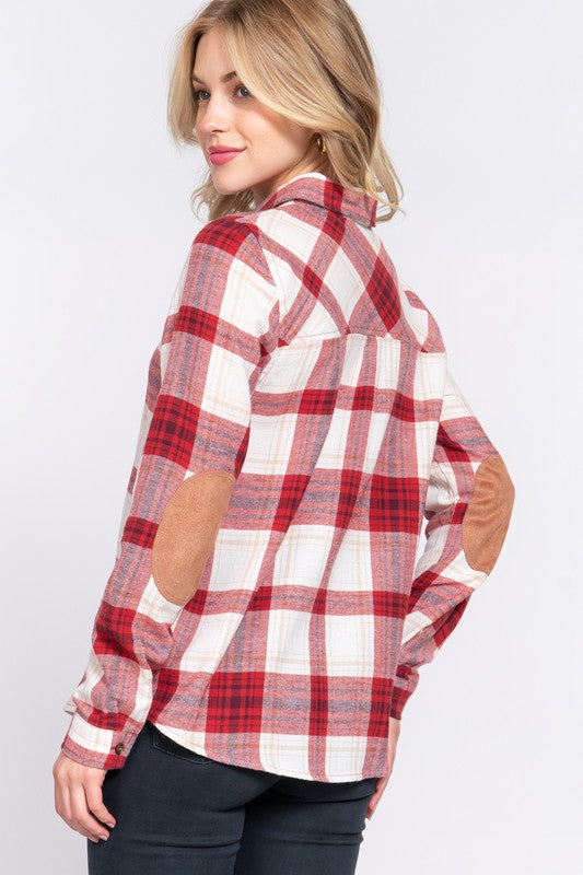 CALEB BUTTON FRONT PLAID SHIRT | RED/IVORY