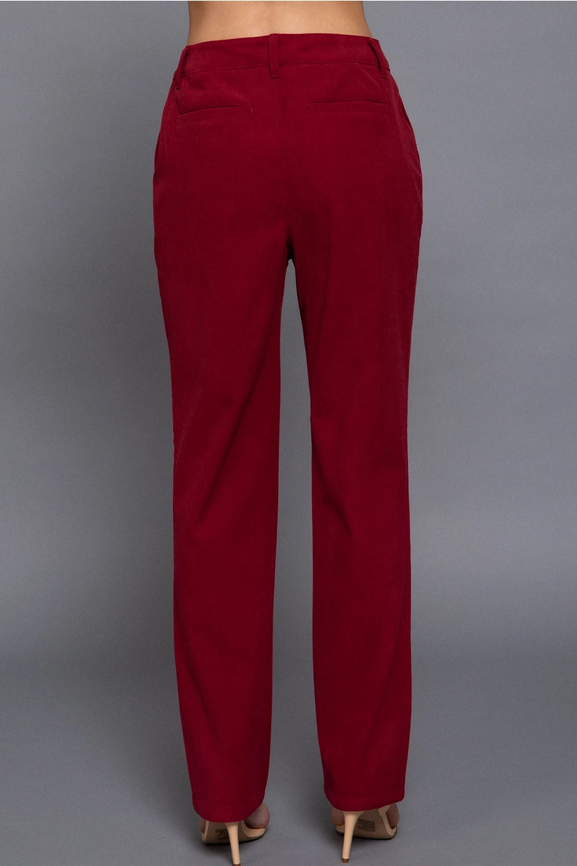 COLETTE CORDUROY STRAIGHT PANTS | BURGUNDY
