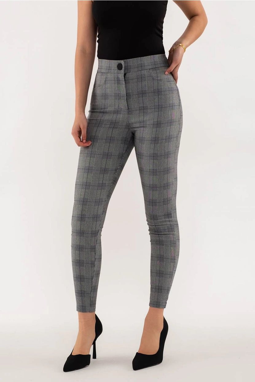MALINDA PLAID SKINNY DRESS PANTS