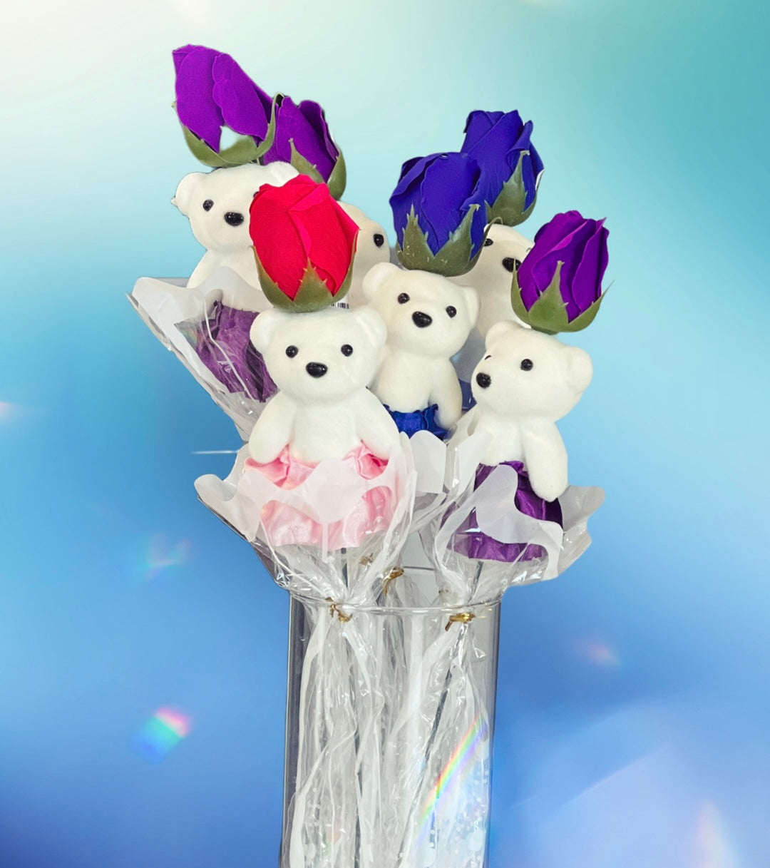 Soap Rose With Teddy Bear (Individual)
