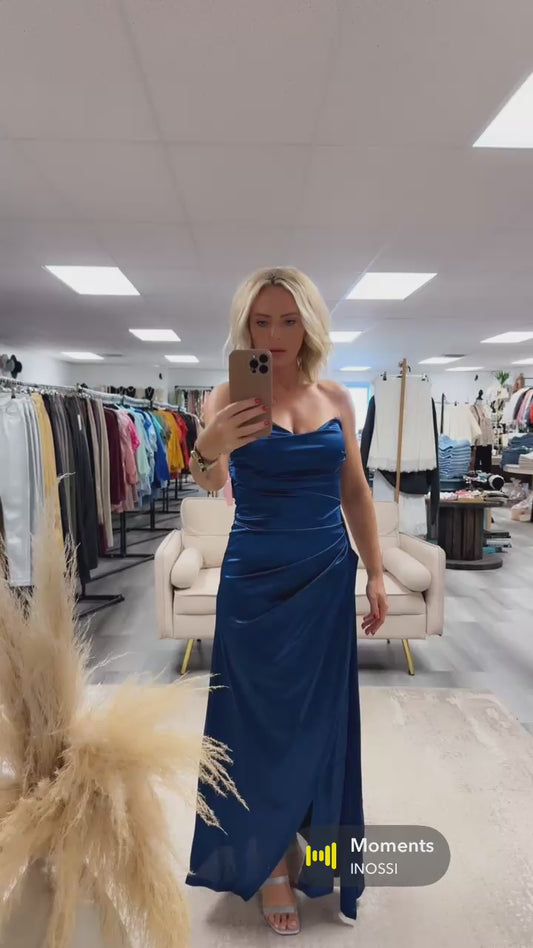 BETH STRAPLESS SATIN FORMAL DRESS