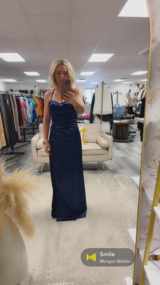 ALISHA CORSET STYLE FORMAL DRESS | NAVY