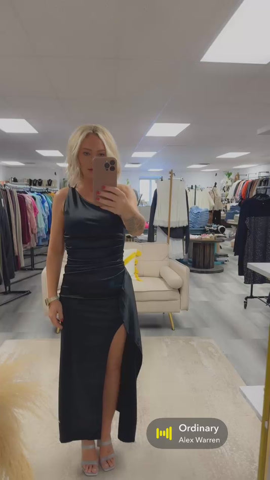 GLORIA SATIN SIDE SLIT FORMAL DRESS