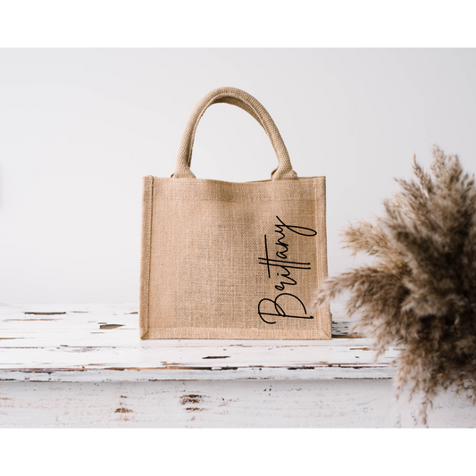We are absolutely in love with this Personalized Burlap Tote bag/beach bag/shoulder bag. The Perfect gift for birthdays, Mother’s Day, Graduation, Bridesmaid gifts, etc. The possibilities are endless