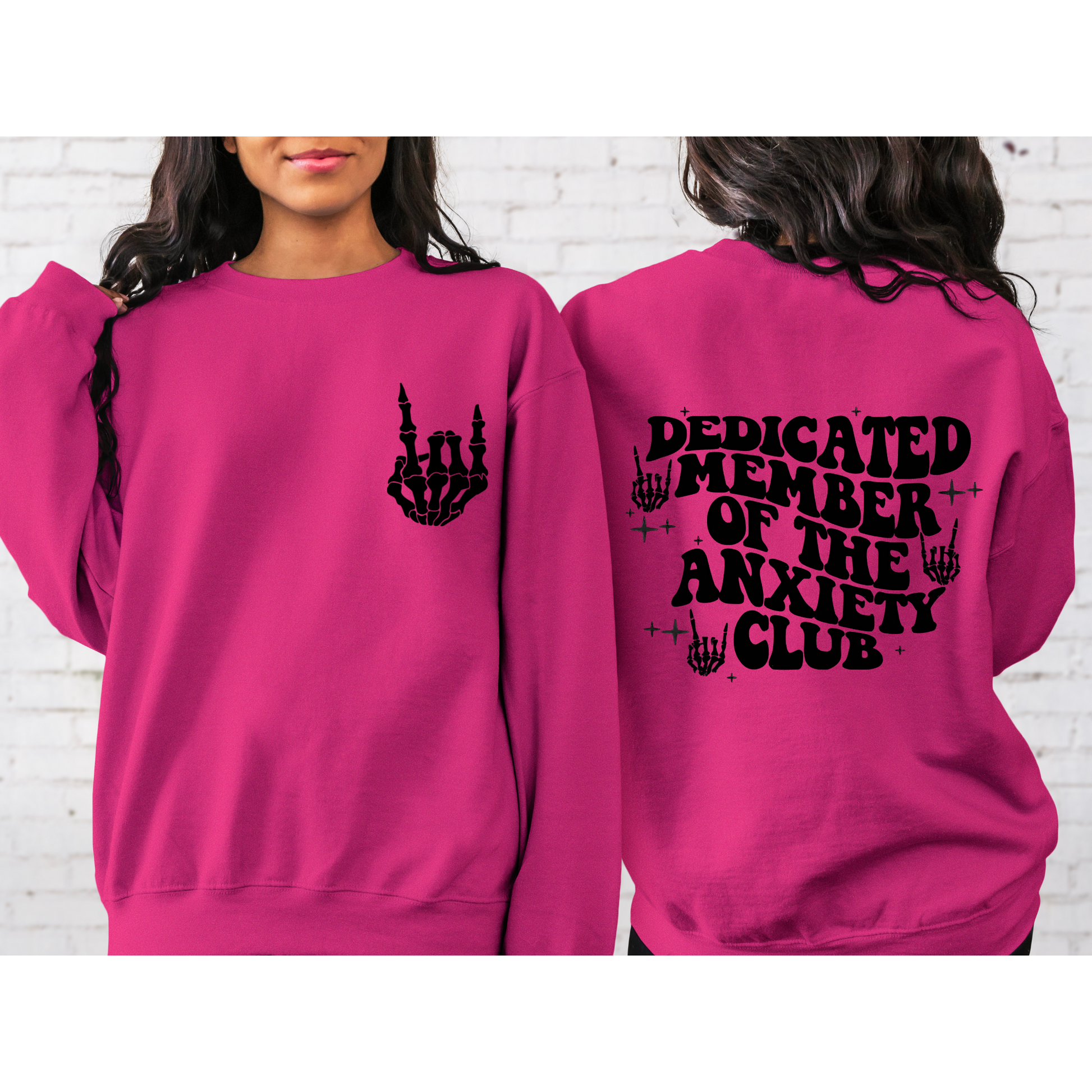 Dedicated Member Of The Anxiety Club Crewneck Sweatshirt Pink