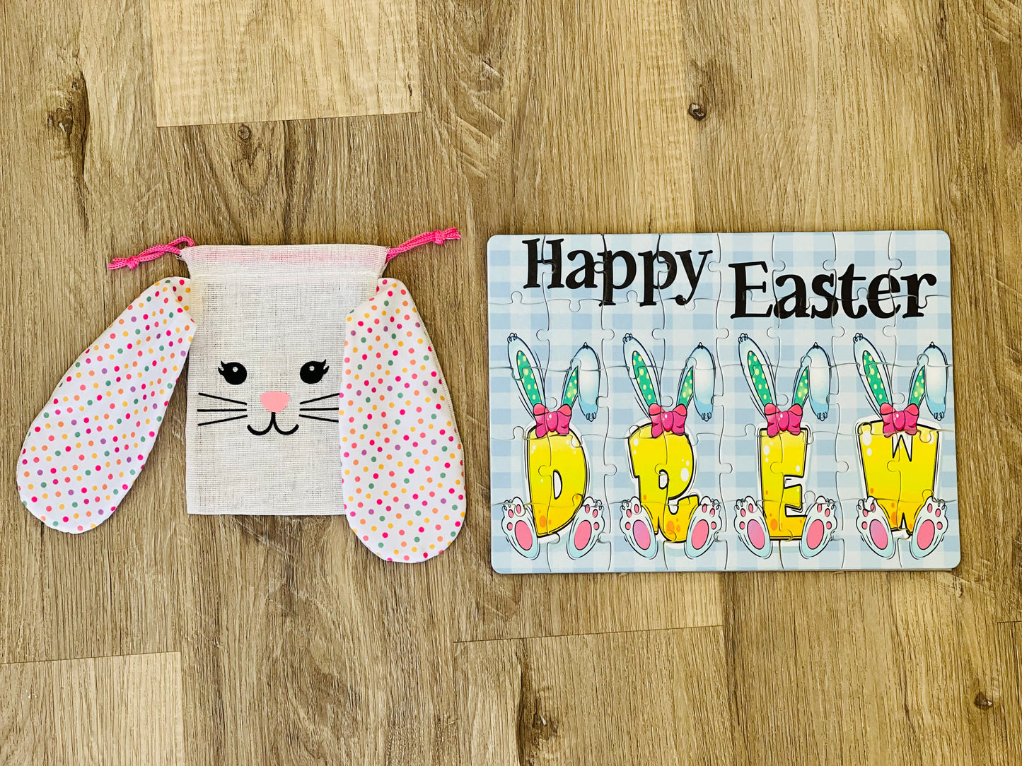 Personalized Easter Puzzle with Bunny Bag