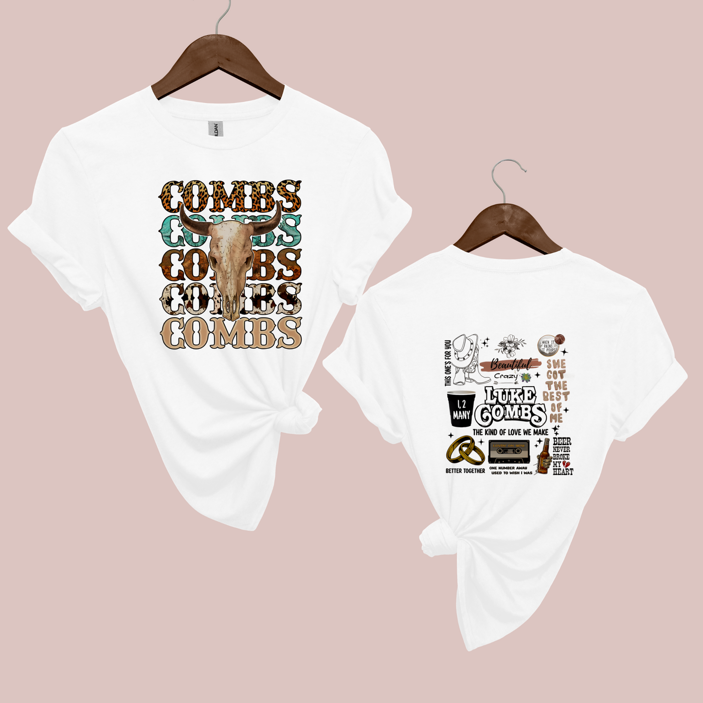 Luke Combs Full Front and Back Graphic T Shirt White