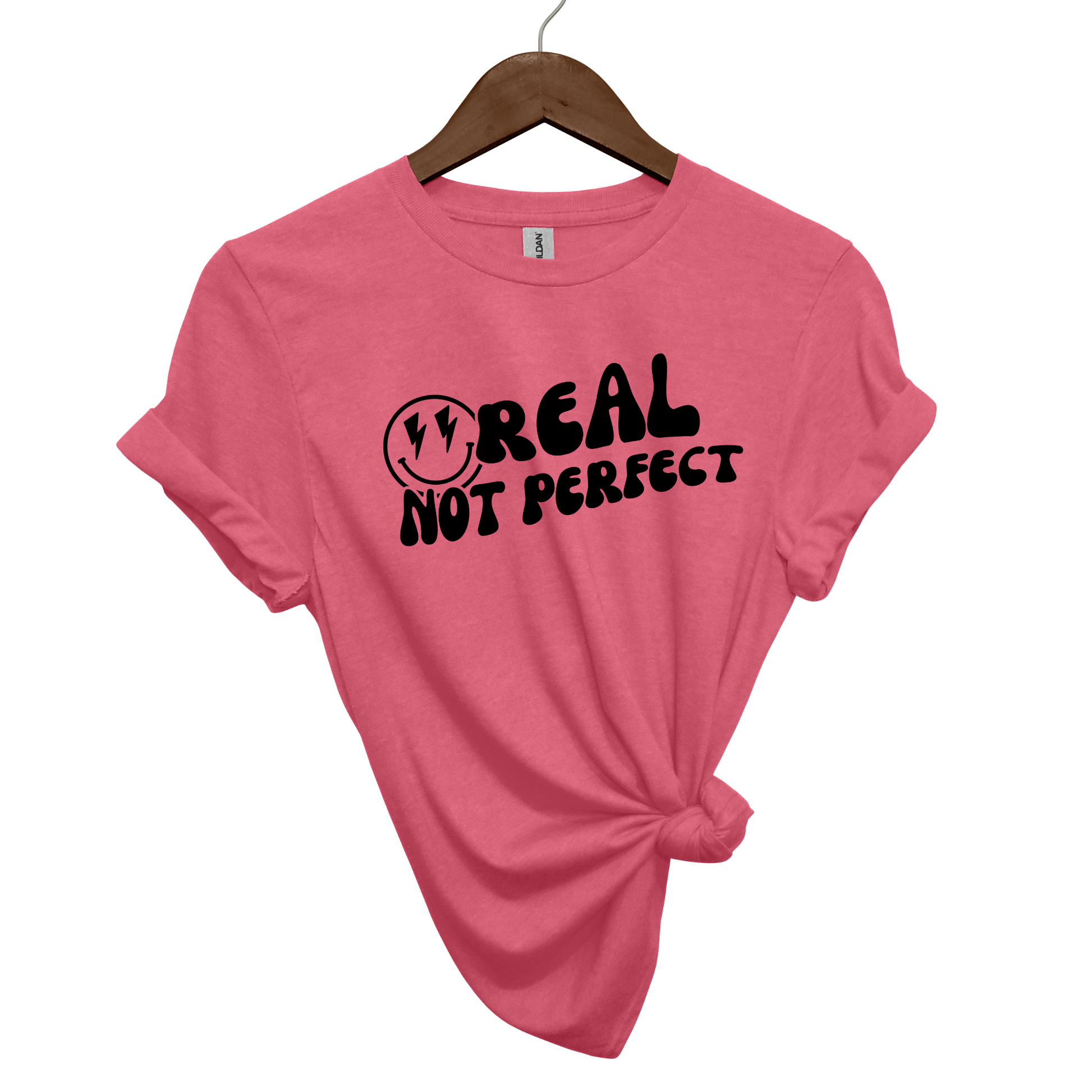 Real, Not Perfect Crewneck T Shirt heather cardinal