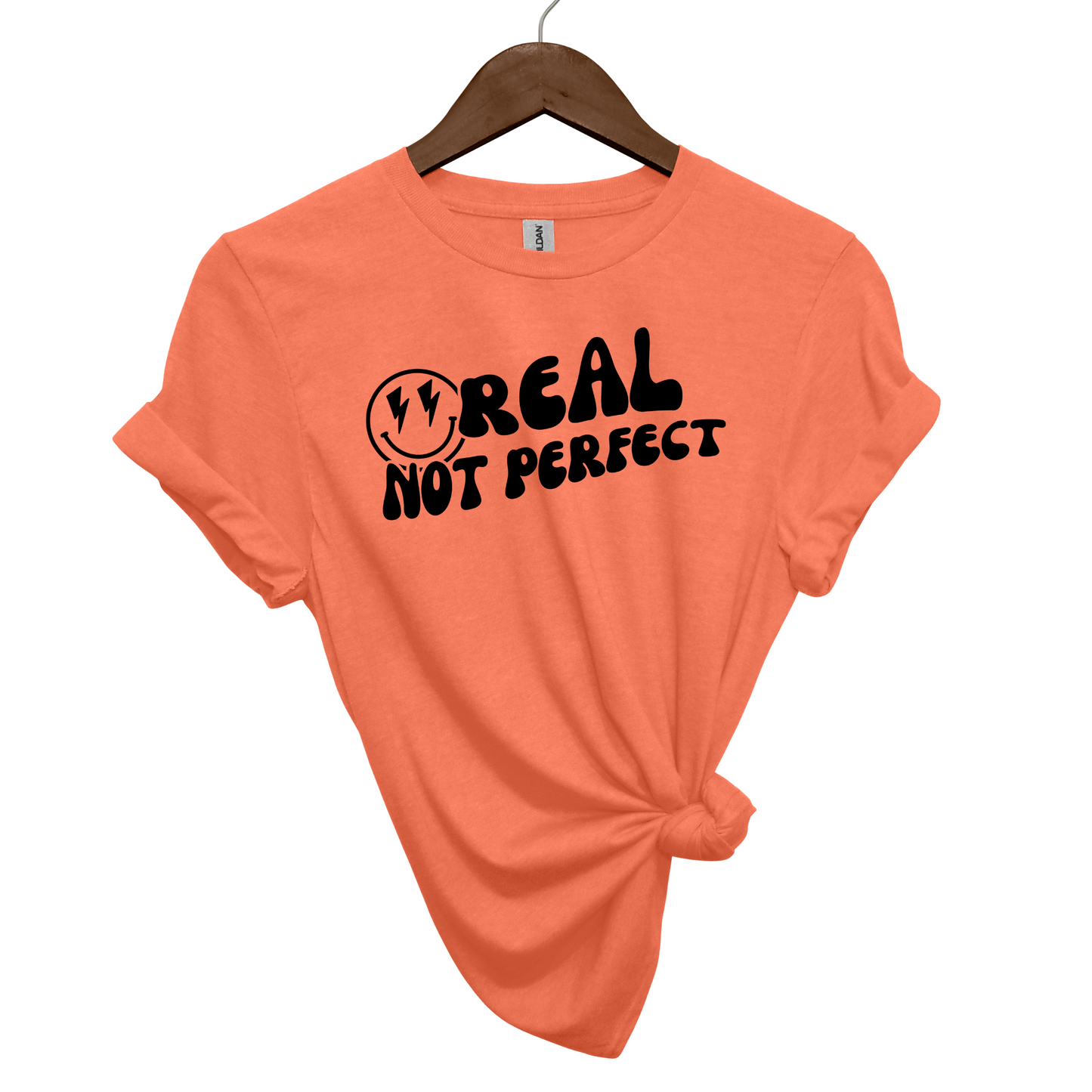 Real, Not Perfect Crewneck T Shirt heather orange