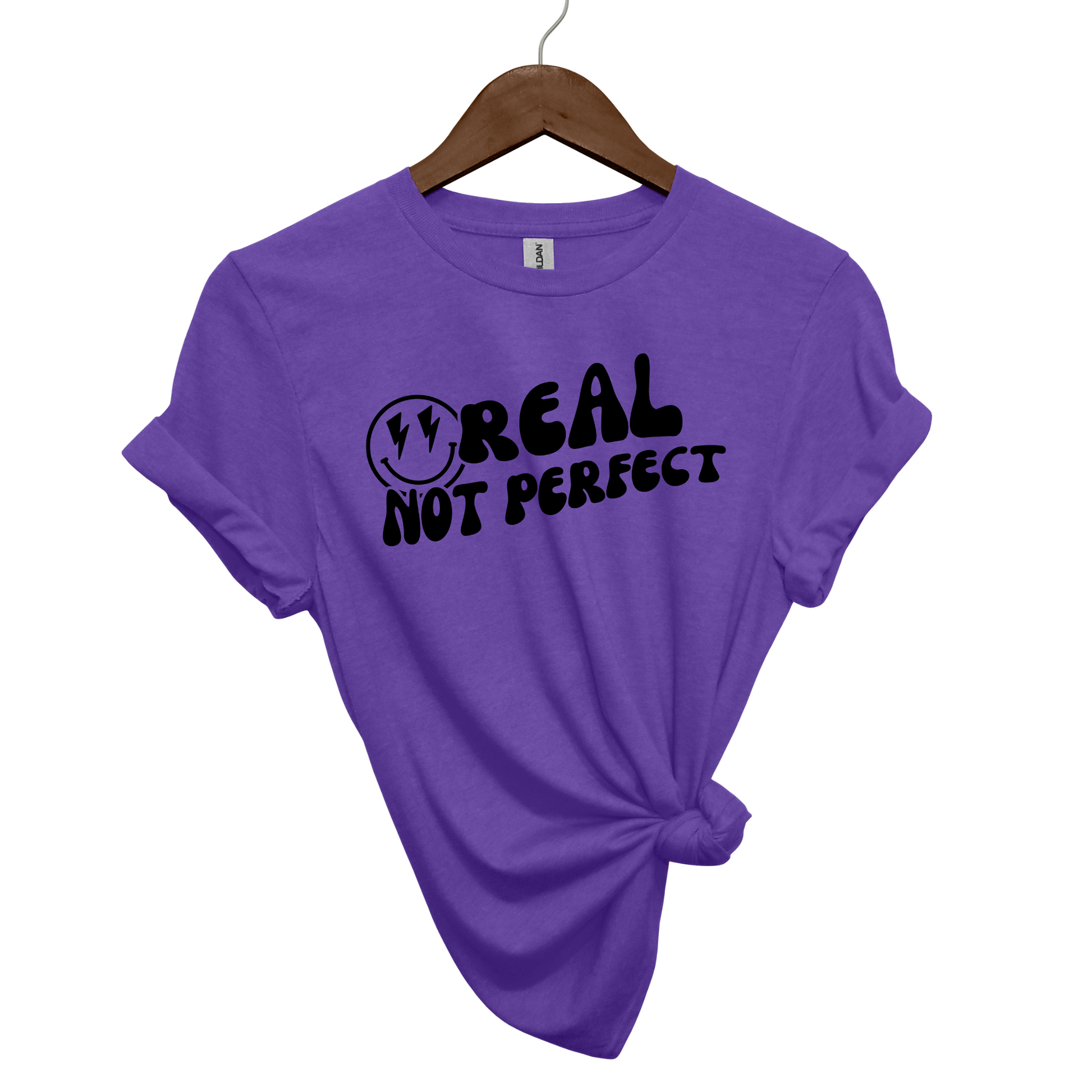 Real, Not Perfect Crewneck T Shirt heather purple