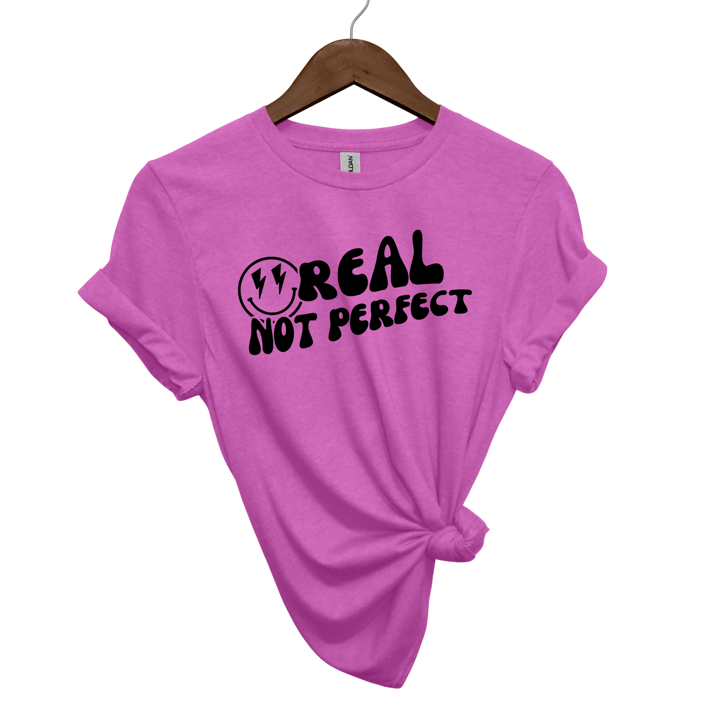Real, Not Perfect Crewneck T Shirt heather orchid