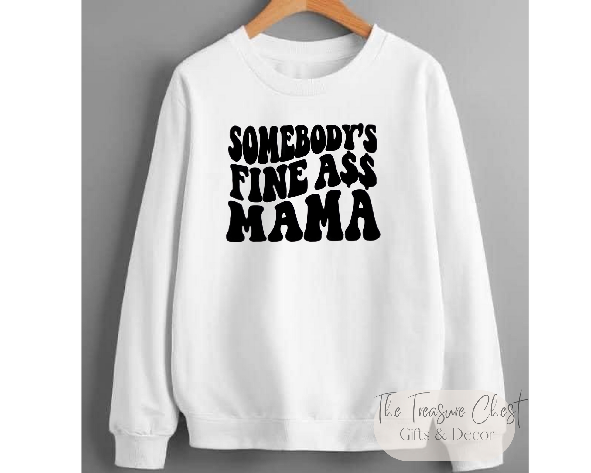 Make a statement with this hilarious Somebody's Fine Ass Mama Crewneck Sweatshirt! Show off your sense of humour in the most stylish way possible with this classic crewneck. This soft, comfortable, and lightweight fabric is perfect for all-day wear, making it a must-have for any wardrobe. White in colour