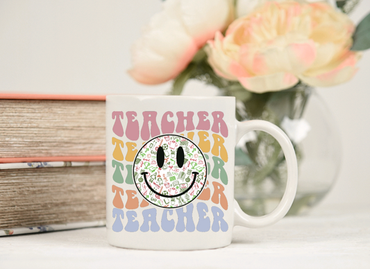 Retro Smiley Face Teacher 11oz Ceramic Coffee Mug